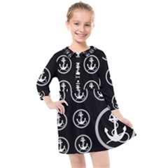 Anchor Pattern Kids  Quarter Sleeve Shirt Dress by Sudhe