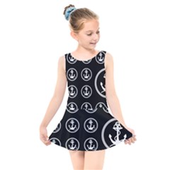 Anchor Pattern Kids  Skater Dress Swimsuit by Sudhe