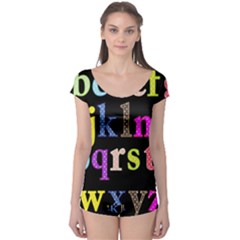 Alphabet Letters Colorful Polka Dots Letters In Lower Case Boyleg Leotard  by Sudhe