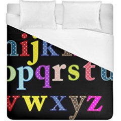 Alphabet Letters Colorful Polka Dots Letters In Lower Case Duvet Cover (king Size)