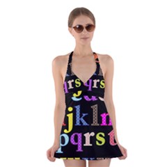 Alphabet Letters Colorful Polka Dots Letters In Lower Case Halter Dress Swimsuit  by Sudhe