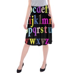 Alphabet Letters Colorful Polka Dots Letters In Lower Case Midi Beach Skirt by Sudhe