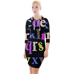 Alphabet Letters Colorful Polka Dots Letters In Lower Case Quarter Sleeve Hood Bodycon Dress by Sudhe