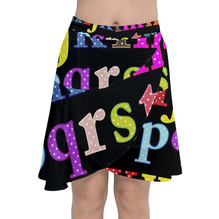 Alphabet Letters Colorful Polka Dots Letters In Lower Case Chiffon Wrap Front Skirt