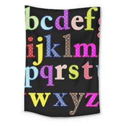 Alphabet Letters Colorful Polka Dots Letters In Lower Case Large Tapestry by Sudhe