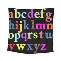 Alphabet Letters Colorful Polka Dots Letters In Lower Case Square Tapestry (small) by Sudhe