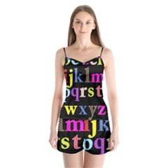 Alphabet Letters Colorful Polka Dots Letters In Lower Case Satin Pajamas Set by Sudhe