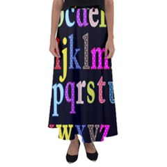 Alphabet Letters Colorful Polka Dots Letters In Lower Case Flared Maxi Skirt by Sudhe