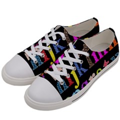 Alphabet Letters Colorful Polka Dots Letters In Lower Case Women s Low Top Canvas Sneakers by Sudhe