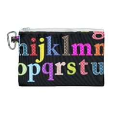 Alphabet Letters Colorful Polka Dots Letters In Lower Case Canvas Cosmetic Bag (large) by Sudhe