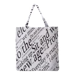 Abstract Minimalistic Text Typography Grayscale Focused Into Newspaper Grocery Tote Bag by Sudhe