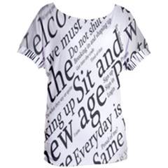 Abstract Minimalistic Text Typography Grayscale Focused Into Newspaper Women s Oversized Tee by Sudhe