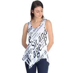 Abstract Minimalistic Text Typography Grayscale Focused Into Newspaper Sleeveless Tunic by Sudhe