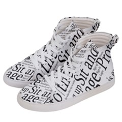 Abstract Minimalistic Text Typography Grayscale Focused Into Newspaper Women s Hi-top Skate Sneakers by Sudhe