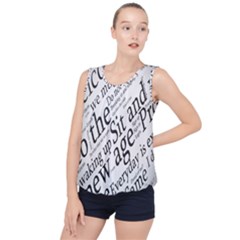 Abstract Minimalistic Text Typography Grayscale Focused Into Newspaper Bubble Hem Chiffon Tank Top by Sudhe