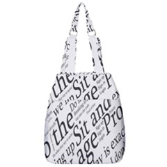 Abstract Minimalistic Text Typography Grayscale Focused Into Newspaper Center Zip Backpack by Sudhe