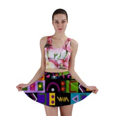 Abstract A Colorful Modern Illustration Mini Skirt by Sudhe