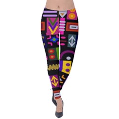 Abstract A Colorful Modern Illustration Velvet Leggings by Sudhe