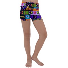 Abstract A Colorful Modern Illustration Kids  Lightweight Velour Yoga Shorts by Sudhe