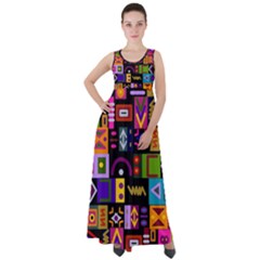 Abstract A Colorful Modern Illustration Empire Waist Velour Maxi Dress