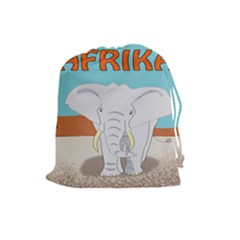 Africa Elephant Animals Animal Drawstring Pouch (large) by Sudhe