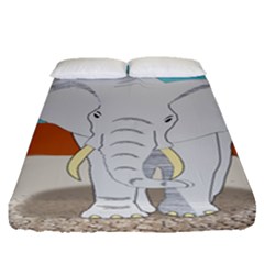 Africa Elephant Animals Animal Fitted Sheet (queen Size) by Sudhe