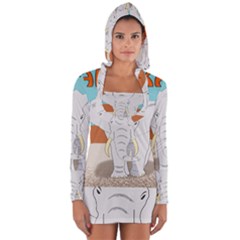 Africa Elephant Animals Animal Long Sleeve Hooded T-shirt by Sudhe