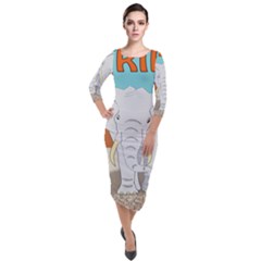 Africa Elephant Animals Animal Quarter Sleeve Midi Velour Bodycon Dress by Sudhe