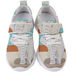 Africa Elephant Animals Animal Kids  Velcro Strap Shoes by Sudhe