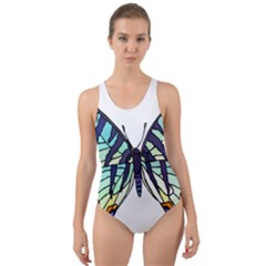 A Colorful Butterfly Cut-out Back One Piece Swimsuit by Sudhe