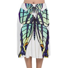 A Colorful Butterfly Velvet Flared Midi Skirt by Sudhe