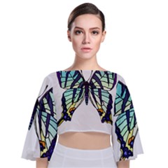 A Colorful Butterfly Tie Back Butterfly Sleeve Chiffon Top by Sudhe