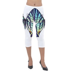 A Colorful Butterfly Lightweight Velour Capri Leggings  by Sudhe