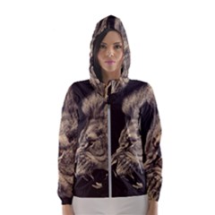 Angry Male Lion Hooded Windbreaker (women) by Sudhe