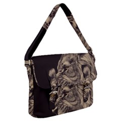 Angry Male Lion Buckle Messenger Bag