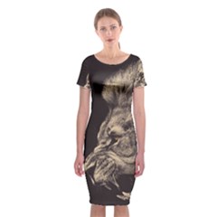 Angry Male Lion Classic Short Sleeve Midi Dress by Sudhe