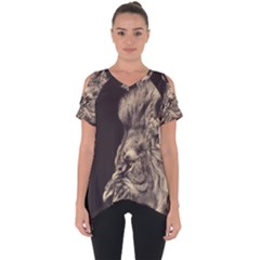 Angry Male Lion Cut Out Side Drop Tee by Sudhe