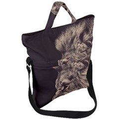 Angry Male Lion Fold Over Handle Tote Bag by Sudhe