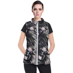 Angry Lion Digital Art Hd Women s Puffer Vest by Sudhe