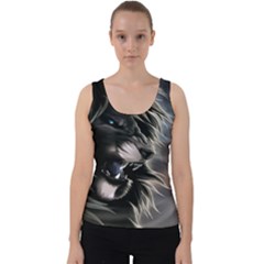 Angry Lion Digital Art Hd Velvet Tank Top by Sudhe