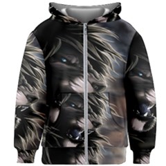 Angry Lion Digital Art Hd Kids  Zipper Hoodie Without Drawstring by Sudhe