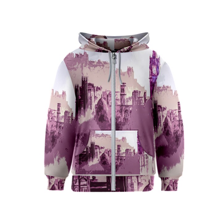 Abstract Painting Edinburgh Capital Of Scotland Kids  Zipper Hoodie