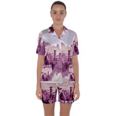 Abstract Painting Edinburgh Capital Of Scotland Satin Short Sleeve Pyjamas Set