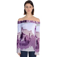 Abstract Painting Edinburgh Capital Of Scotland Off Shoulder Long Sleeve Top by Sudhe