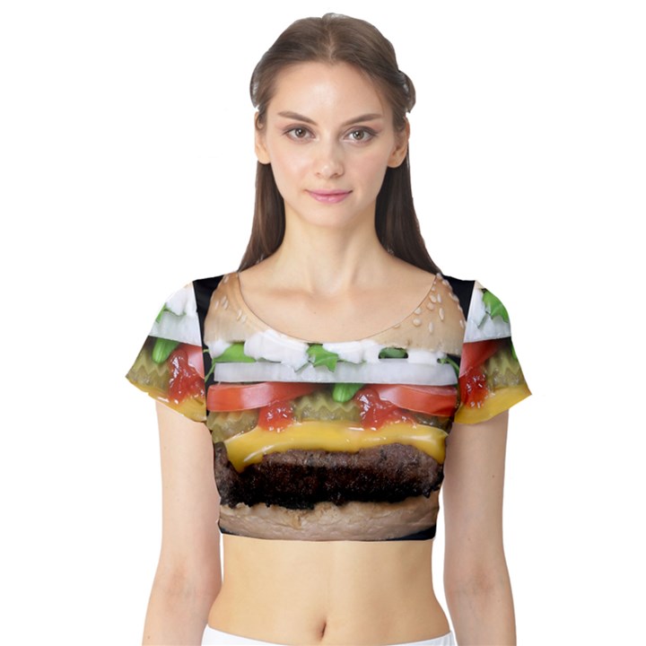 Abstract Barbeque Bbq Beauty Beef Short Sleeve Crop Top