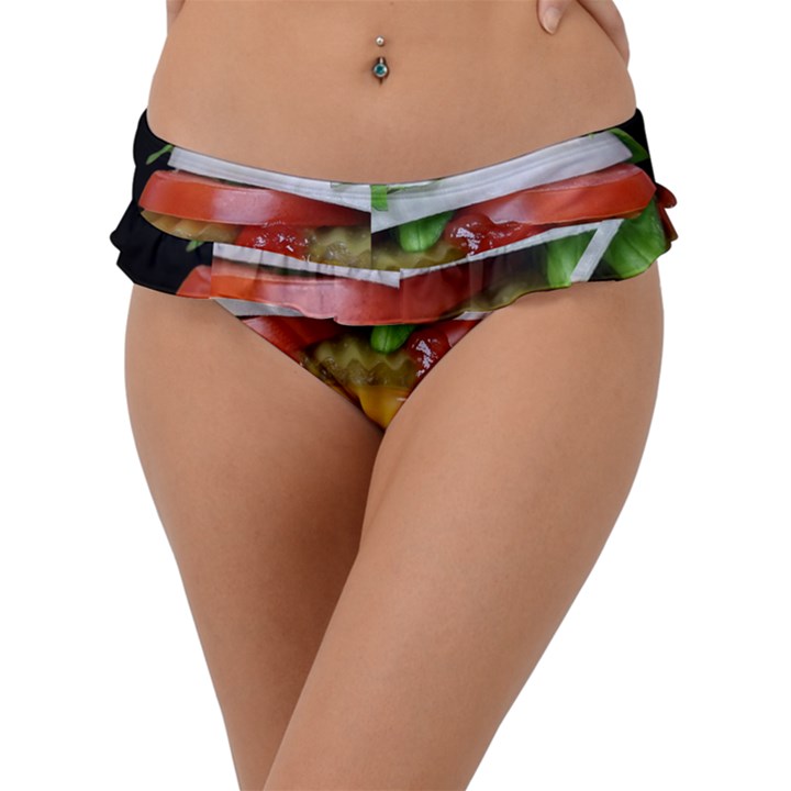 Abstract Barbeque Bbq Beauty Beef Frill Bikini Bottom