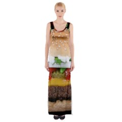 Abstract Barbeque Bbq Beauty Beef Maxi Thigh Split Dress by Sudhe