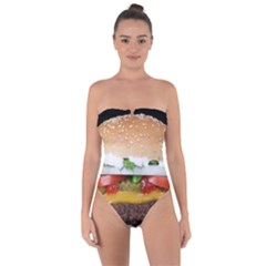 Abstract Barbeque Bbq Beauty Beef Tie Back One Piece Swimsuit by Sudhe