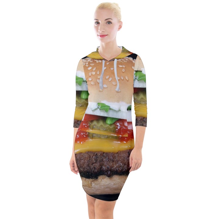 Abstract Barbeque Bbq Beauty Beef Quarter Sleeve Hood Bodycon Dress