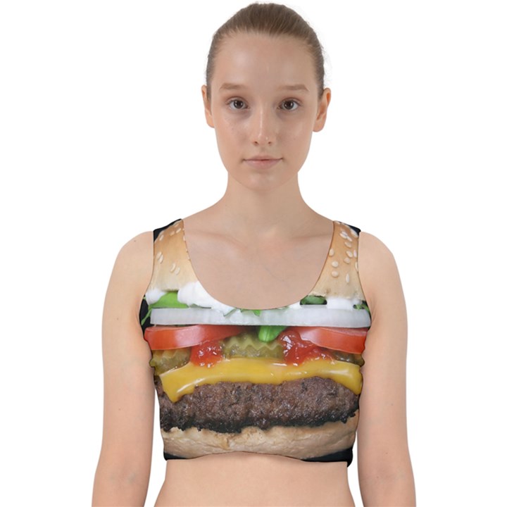 Abstract Barbeque Bbq Beauty Beef Velvet Racer Back Crop Top